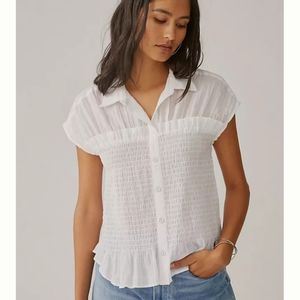 Pilcro White Smocked Corset Blouse Anthropologie Size Small